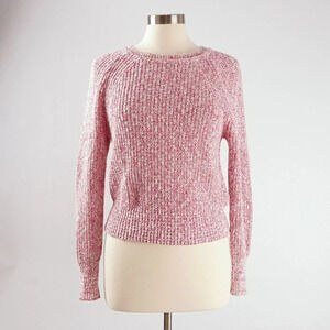 Free People Electric City Pink White Marled Scoop Neck Sweater